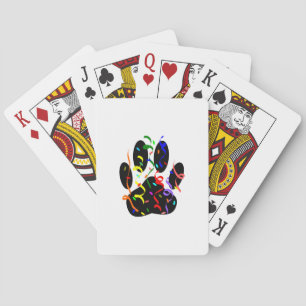 Dog Paw-afdrukken met Confetti en streamer Pokerkaarten