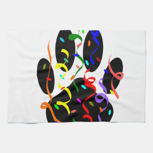 Dog Paw-afdrukken met Confetti en streamer Theedoek