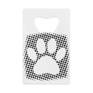 Dog Paw-afdrukken met halftoonachtergrond Kredietkaart Flessenopener