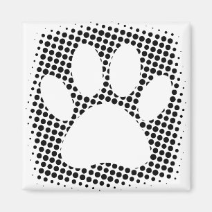 Dog Paw-afdrukken met halftoonachtergrond Magneet