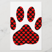 Dog Paw afdrukken met hart Briefpapier (Voorkant)