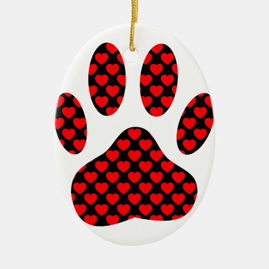 Dog Paw afdrukken met hart Keramisch Ornament (Voorkant)