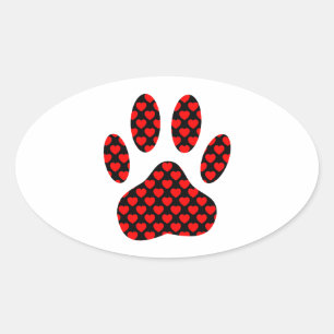 Dog Paw afdrukken met hart Ovale Sticker