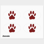 Dog Paw afdrukken met hart Ovale Sticker (Vel)