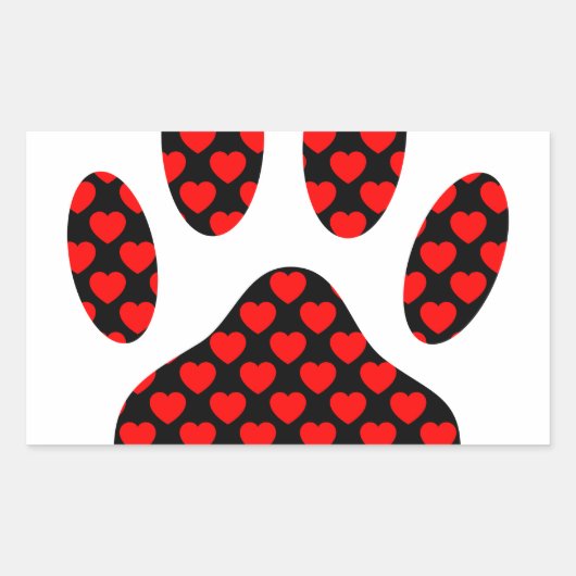 Dog Paw afdrukken met hart Rechthoekige Sticker (Voorkant)