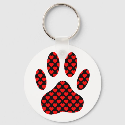Dog Paw afdrukken met hart Sleutelhanger (Voorkant)