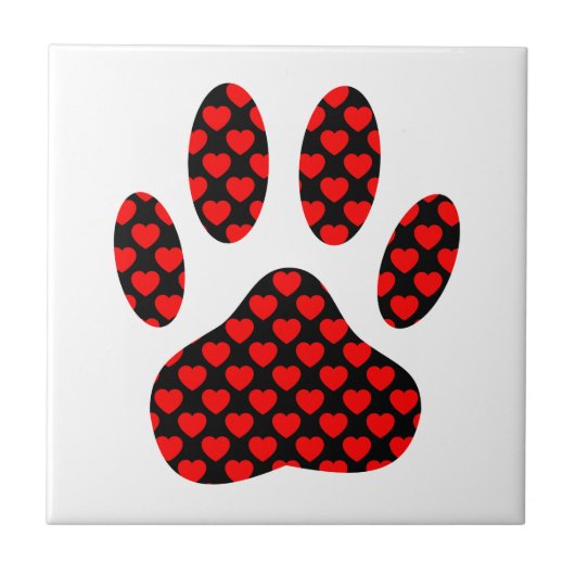 Dog Paw afdrukken met hart Tegeltje (Voorkant)