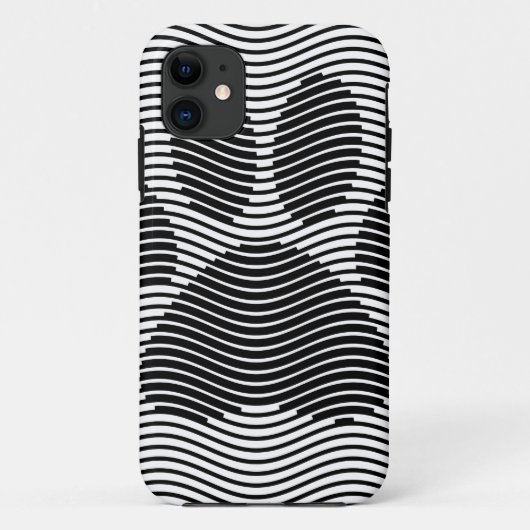 Dog Paw-afdrukken op zwarte en witte golven Case-Mate iPhone Case (Achterkant)