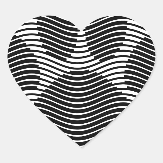 Dog Paw-afdrukken op zwarte en witte golven Hart Sticker (Voorkant)