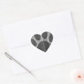 Dog Paw-afdrukken op zwarte en witte golven Hart Sticker (Envelop)