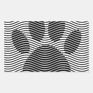 Dog Paw-afdrukken op zwarte en witte golven Rechthoekige Sticker