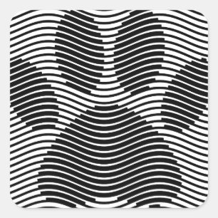 Dog Paw-afdrukken op zwarte en witte golven Vierkante Sticker