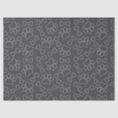 Dog Paw And Bones Drawing Pattern Custom Dark Gray Tissuepapier (Voorkant)