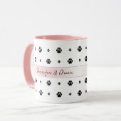 Dog Paw Blush Pink Aangepaste foto en tekst Mok (Voorkant links)