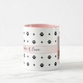 Dog Paw Blush Pink Bow Aangepaste foto en tekst Mok (Midden)