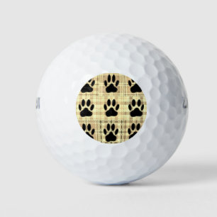 Dog Paw Cartoon Pattern Quilt in Sepia Golfballen