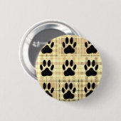 Dog Paw Cartoon Pattern Quilt in Sepia Ronde Button 5,7 Cm (Voorkant /achterkant)
