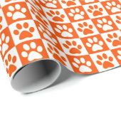 Dog Paw Drukt oranje en wit af Cadeaupapier (Rol Hoek)