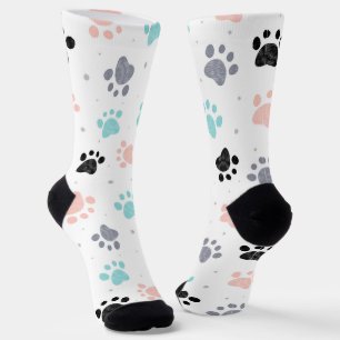 Dog paw drukt patroon af sokken