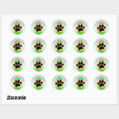 Dog Paw Easter Egg Print Custom Text Ronde Sticker (Vel)