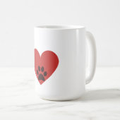 Dog Paw Heart Mug – Cute Dog Lover Coffee Cup Gift (Devant droit)