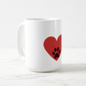 Dog Paw Heart Mug – Cute Dog Lover Coffee Cup Gift (Devant gauche)
