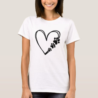 Dog Paw Heart T-Shirt Pet Lover Gift