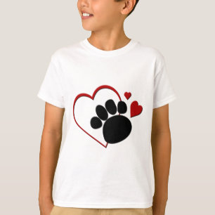Dog Paw Hearts I Love my Dog Kinder T shirt