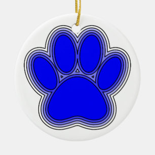 Dog Paw in blauw met contouren Keramisch Ornament
