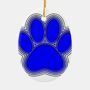Dog Paw in blauw met contouren Keramisch Ornament