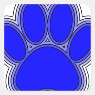 Dog Paw in blauw met contouren Vierkante Sticker