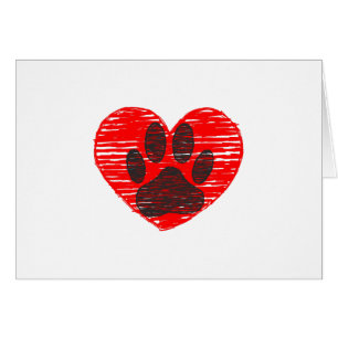 Dog Paw in rood hart