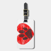 Dog Paw in rood hart Bagagelabel (Voorkant verticaal)