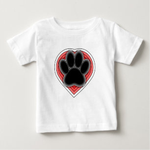 Dog Paw in rood hart met contouren