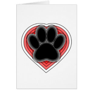 Dog Paw in rood hart met contouren