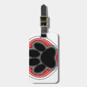 Dog Paw in rood hart met contouren Bagagelabel (Voorkant verticaal)