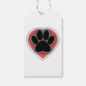 Dog Paw in rood hart met contouren Cadeaulabel (Voorkant)