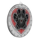 Dog Paw in rood hart met contouren Dartbord (Voorkant Links)