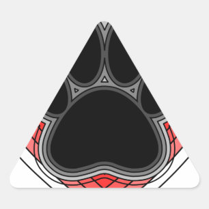 Dog Paw in rood hart met contouren Driehoek Sticker