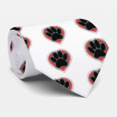 Dog Paw in rood hart met contouren Stropdas (Opgerold)