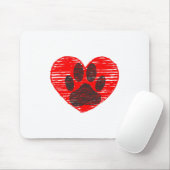 Dog Paw in rood hart Muismat (Met muis)