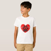 Dog Paw in rood hart T-shirt (Voorkant volledig)
