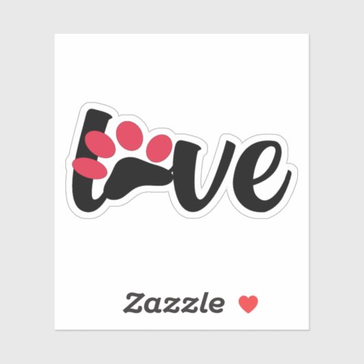 Dog Paw Love T-shirt, Dierenvriend Sweatshirt Sticker (Vel)