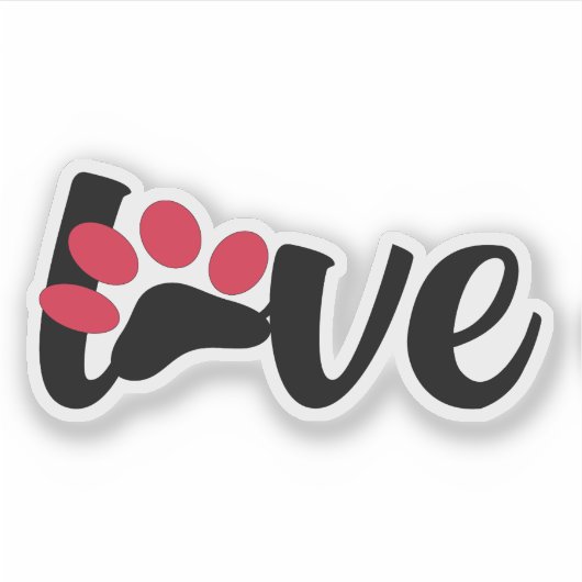 Dog Paw Love T-shirt, Dierenvriend Sweatshirt Sticker (Voorkant)