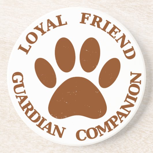 Dog Paw Loyal Friend Zandsteen Onderzetter (Voorkant)