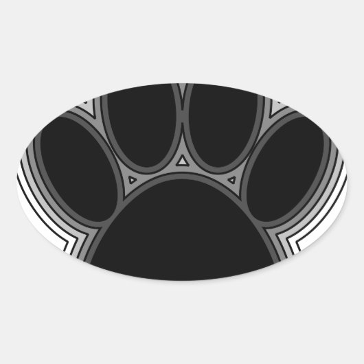 Dog Paw met contouren Ovale Sticker (Voorkant)