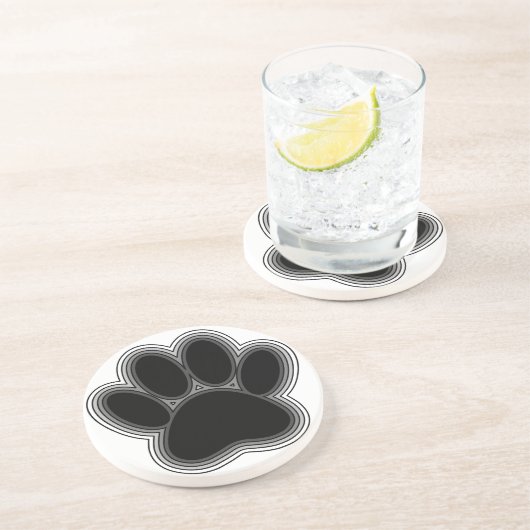 Dog Paw met contouren Zandsteen Onderzetter (Zijkant)