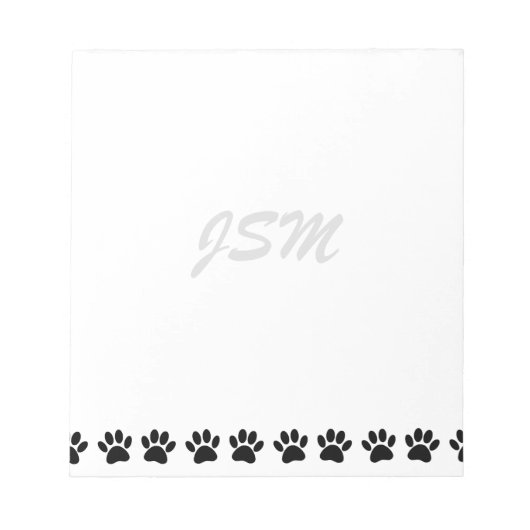 Dog Paw Pattern Aangepaste Initialen Notitieblok (Voorkant)