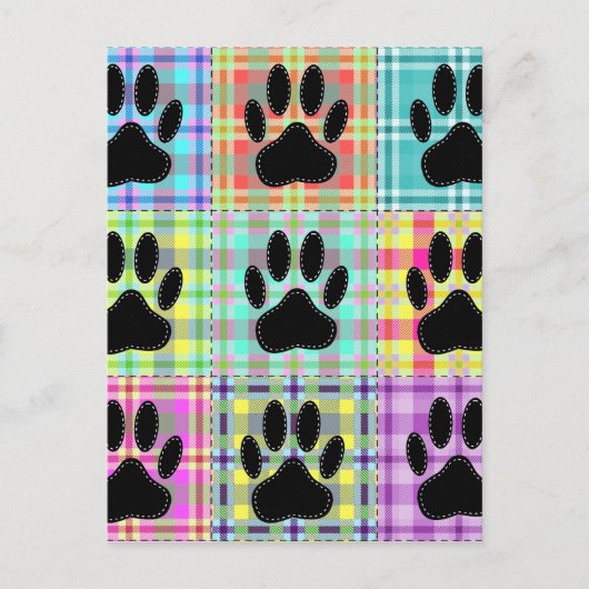 Dog Paw Pattern Quilt Briefkaart (Voorkant)