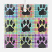 Dog Paw Pattern Quilt Glass Ornament (Voorkant)
